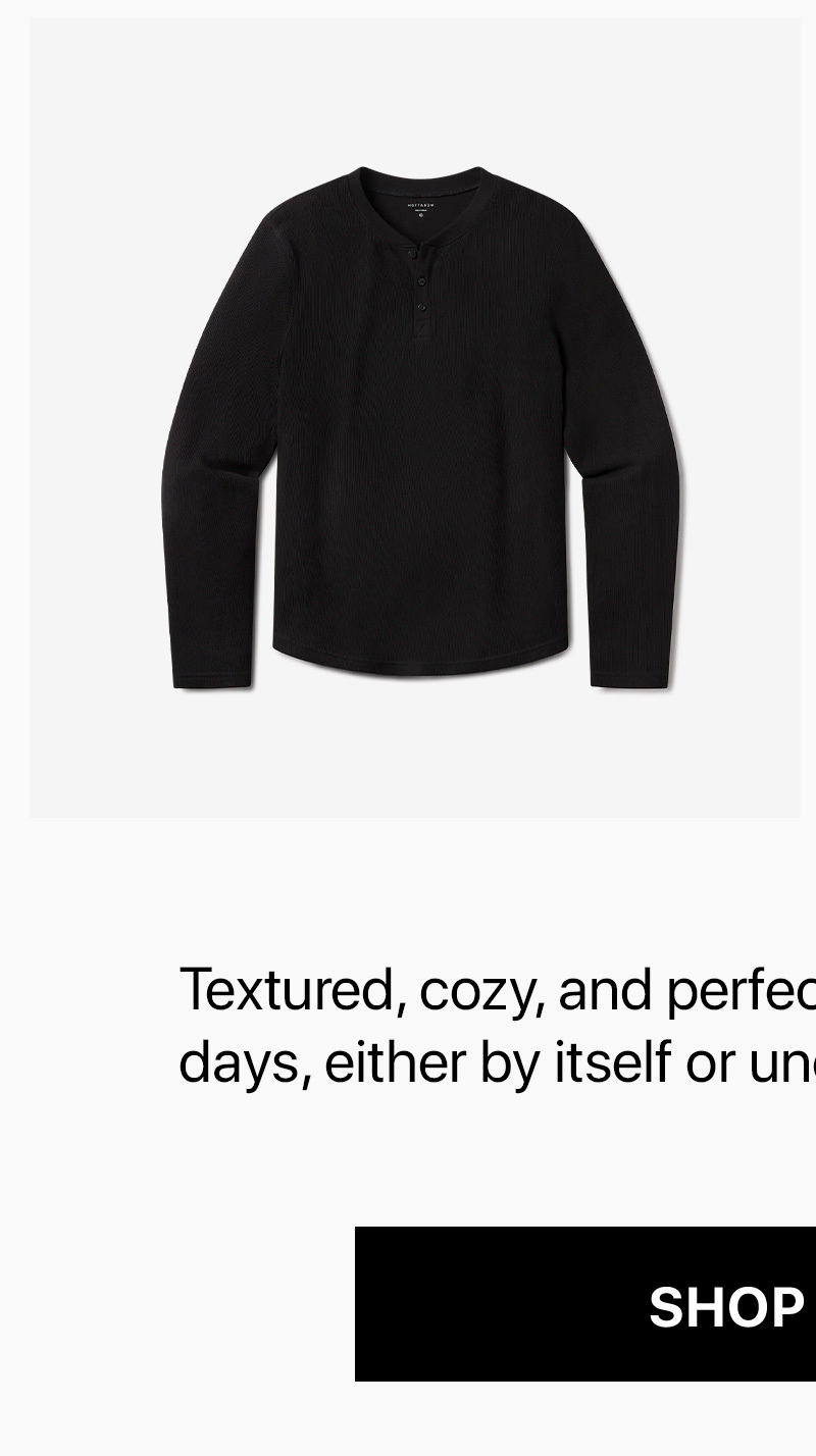 Cotton Waffle Curved Hem Henley