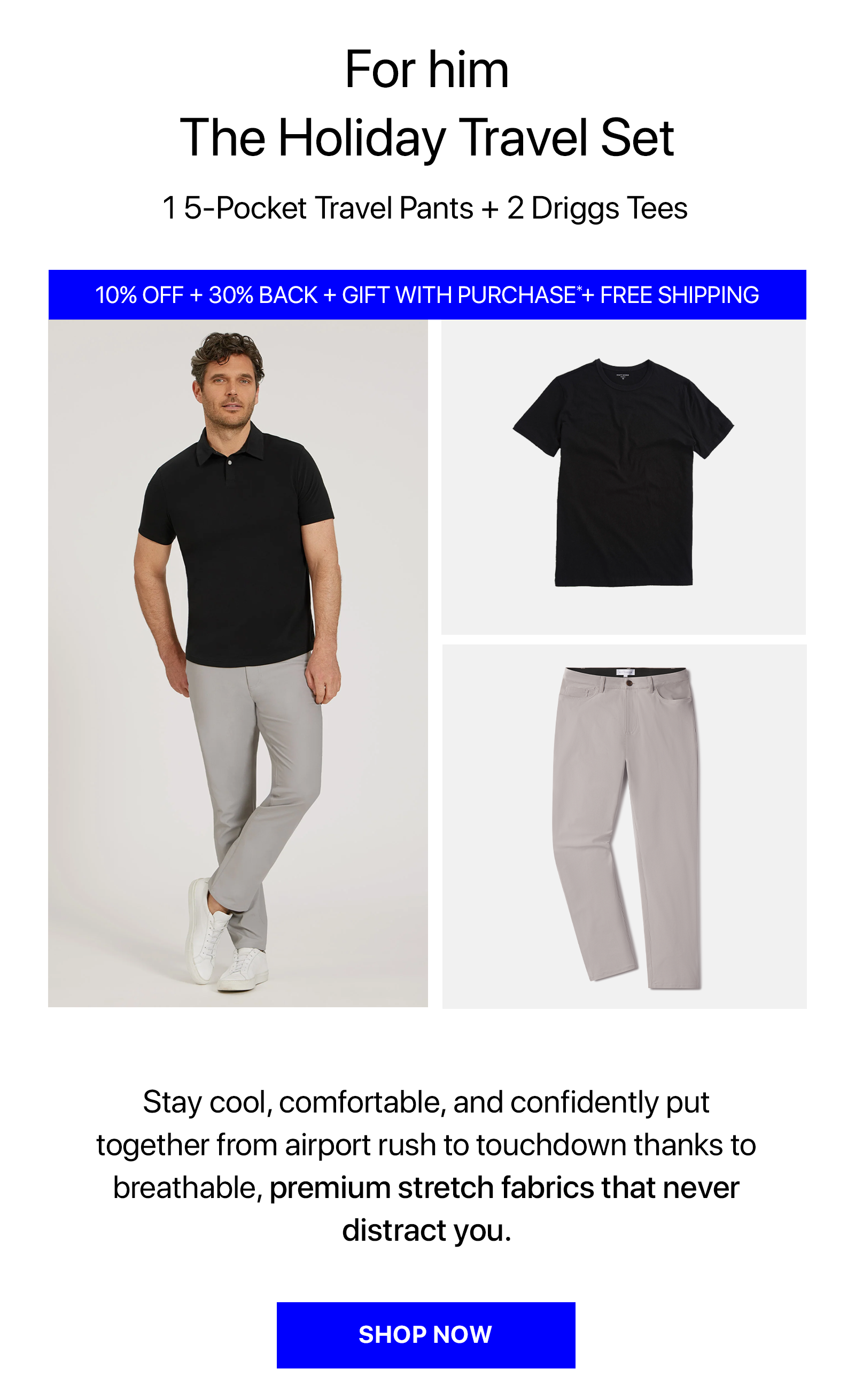 1 Pair of Travel Pants + 2 tees