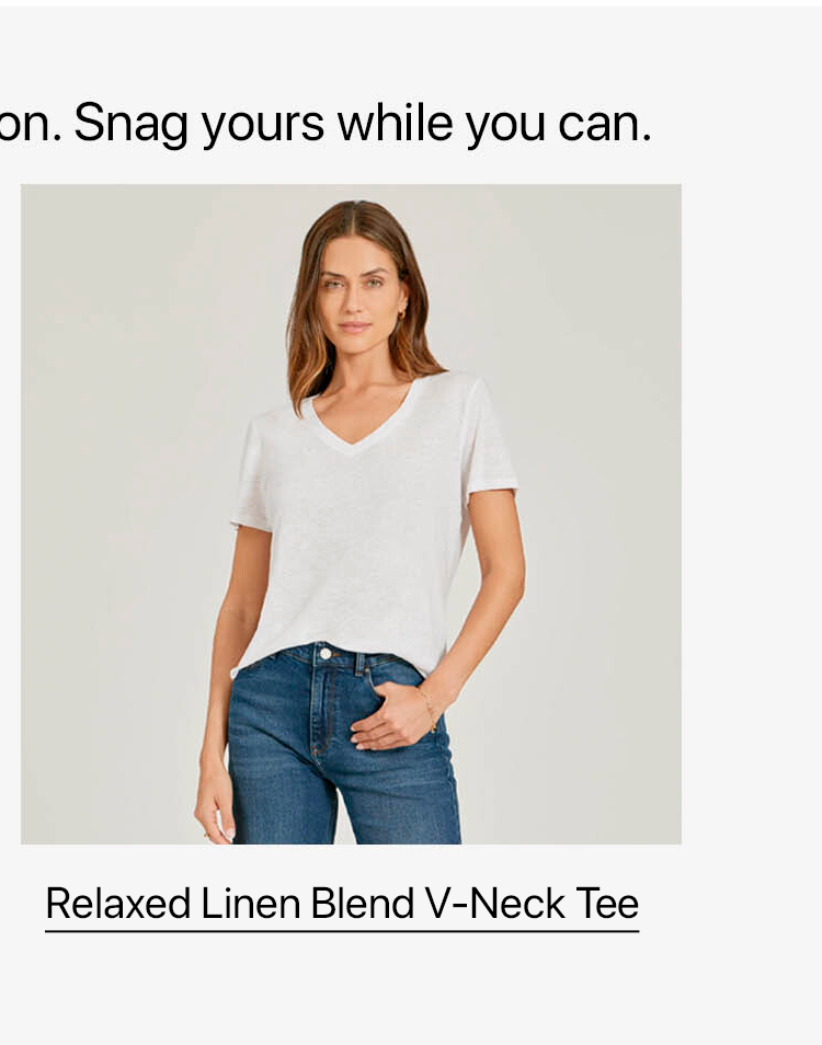 Relaxed Linen Blend V-Neck Tee