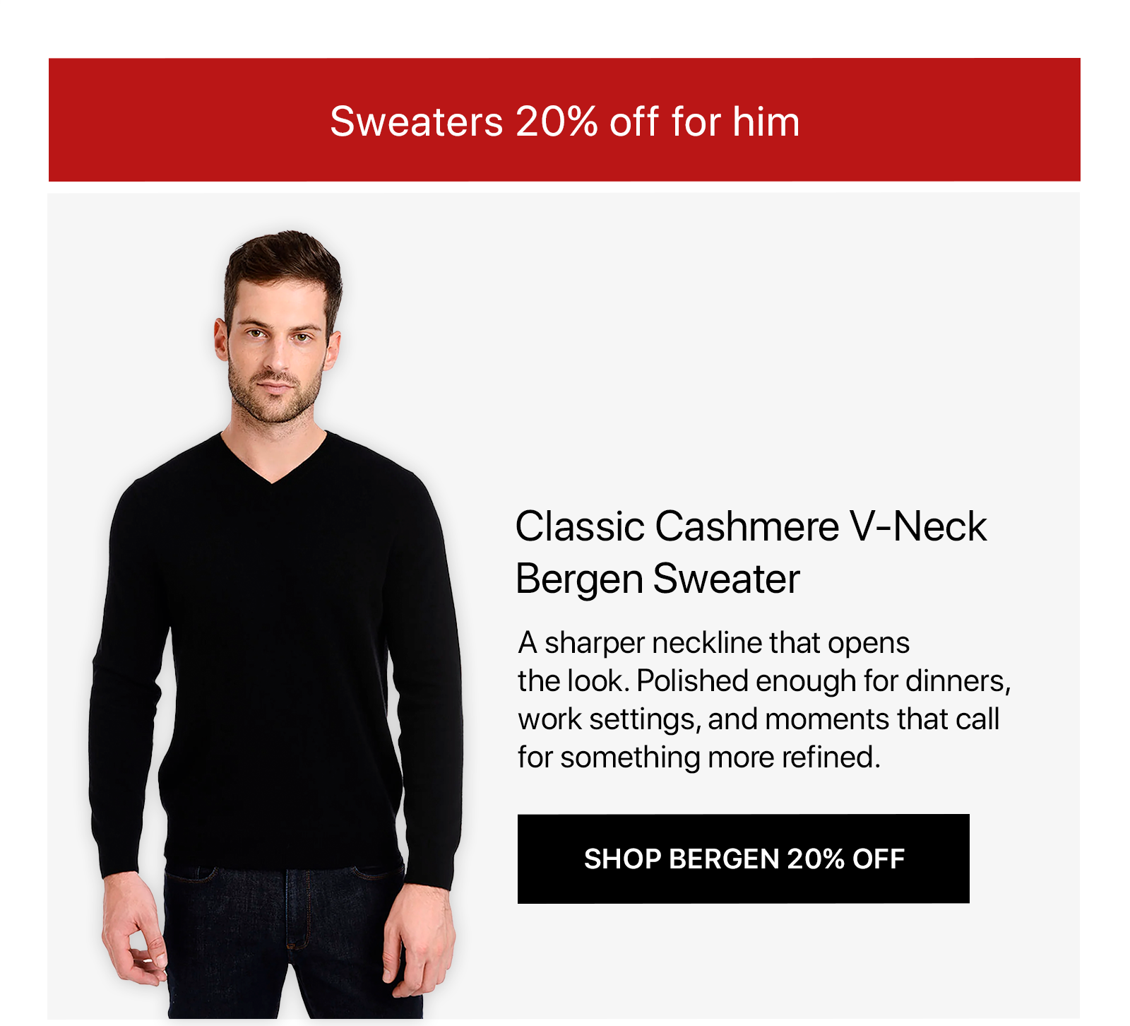 Classic Cashmere V-Neck Bergen Sweater