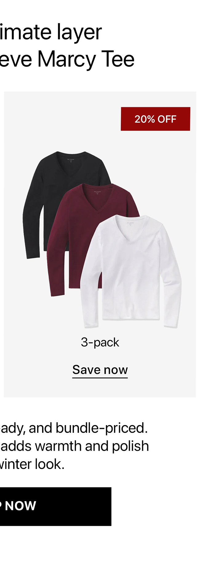 Long Sleeve V-Neck Tee Marcy 3-pack
