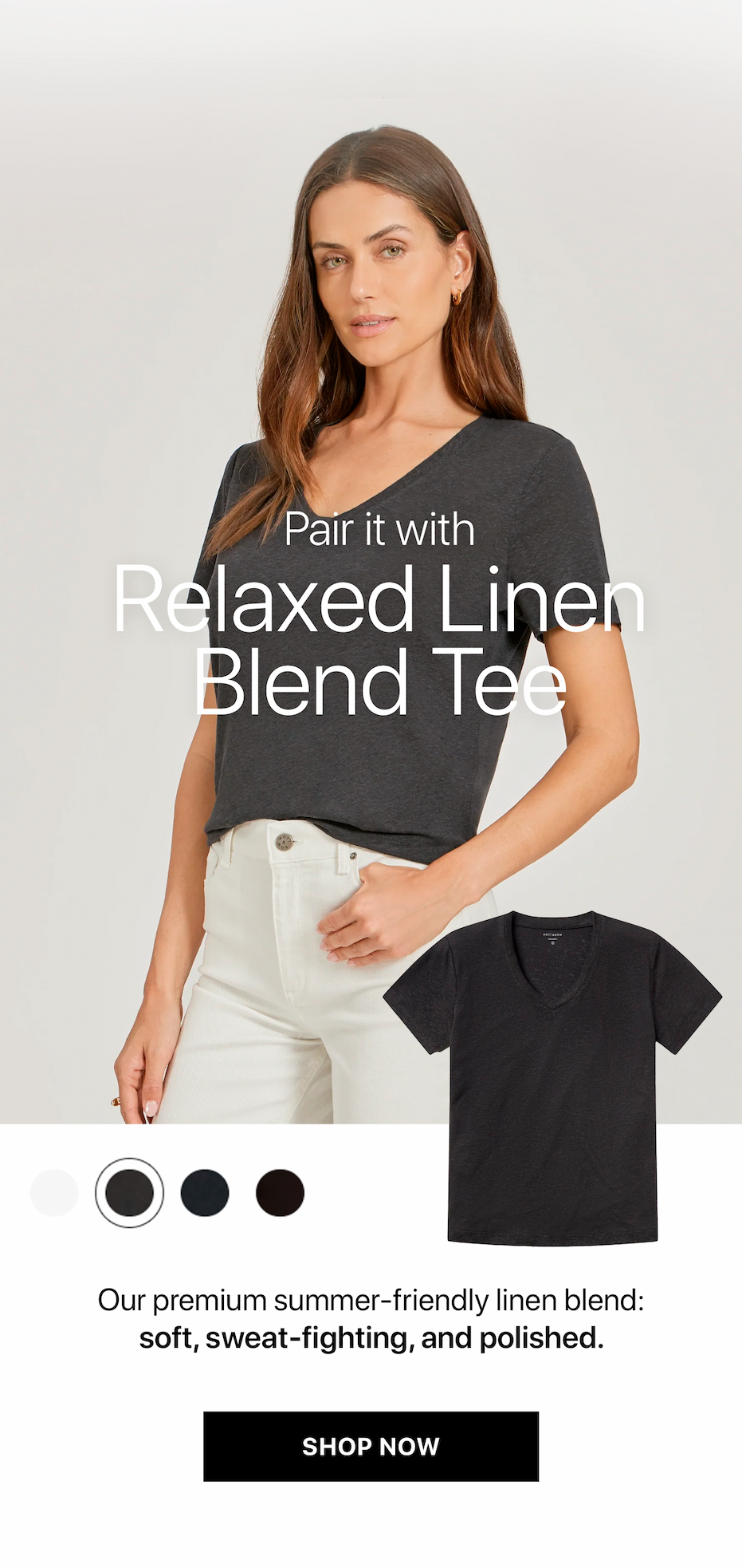 Relaxed Linen Blend V-Neck Tee