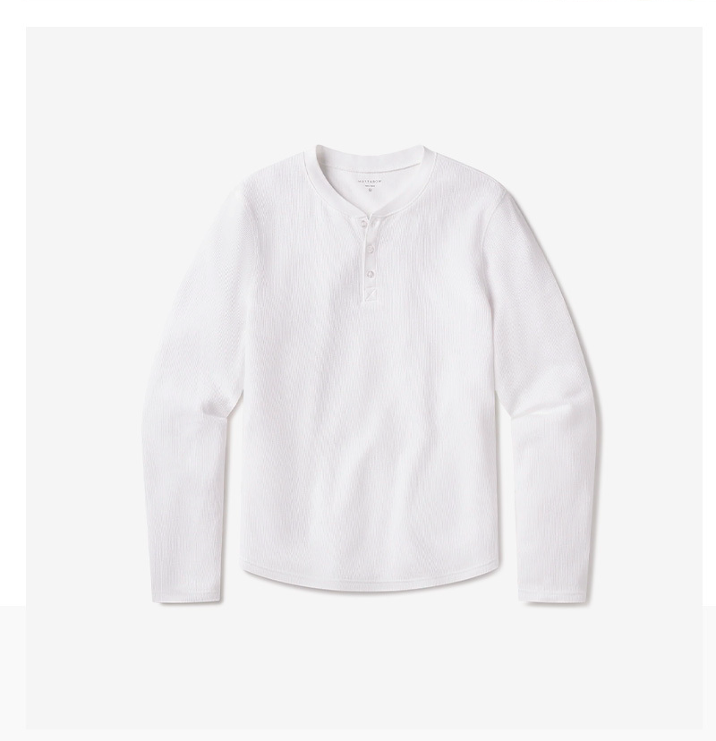 Cotton Waffle Curved Hem Henley
