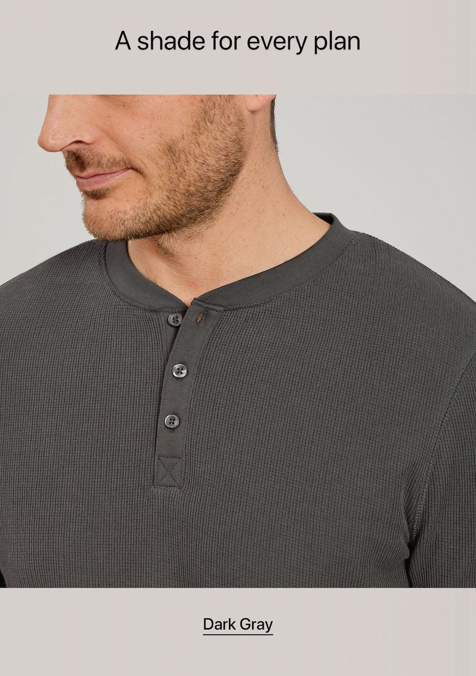 Cotton Waffle Curved Hem Henley