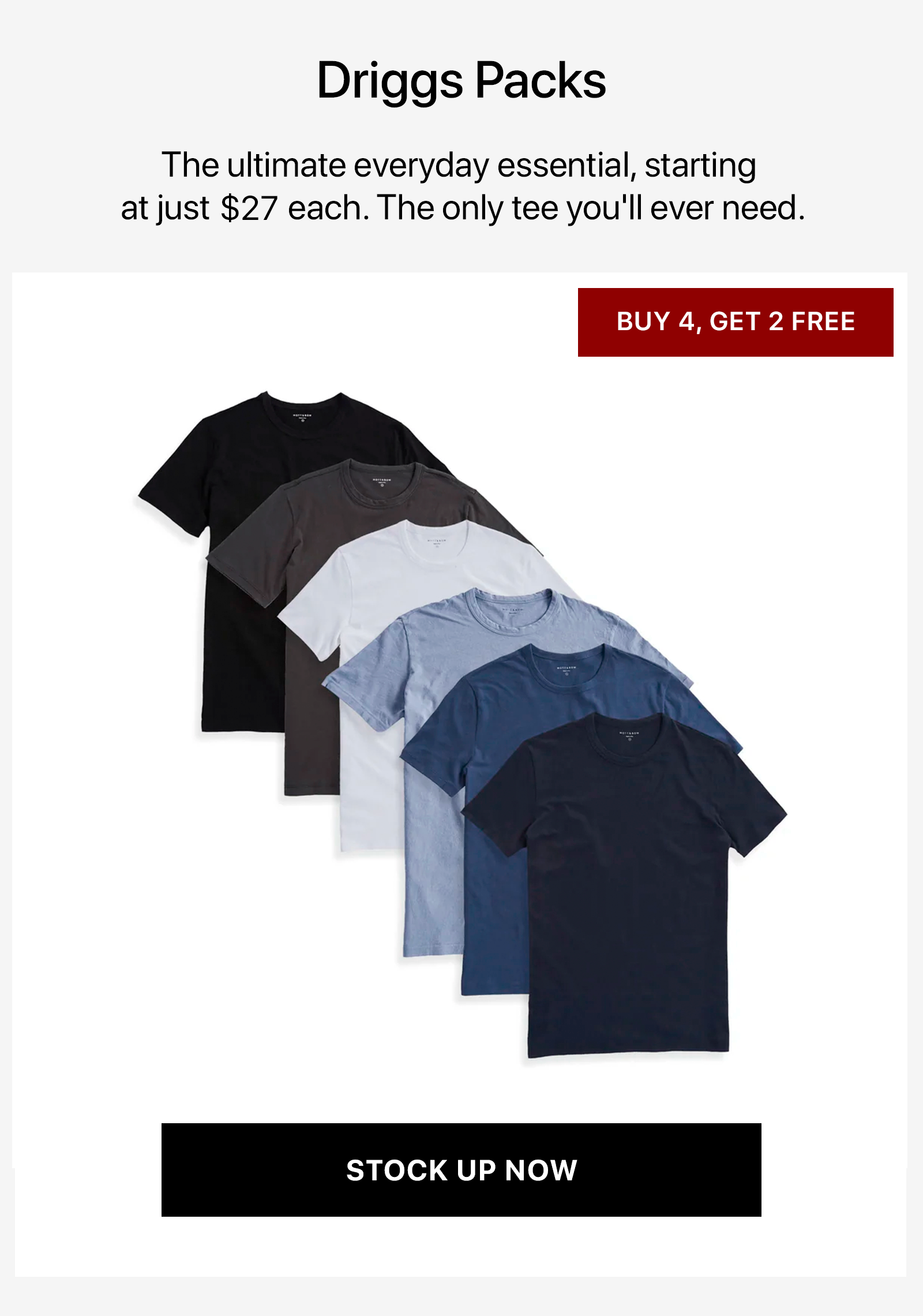 Classic Crew Driggs Tee 6-Pack
