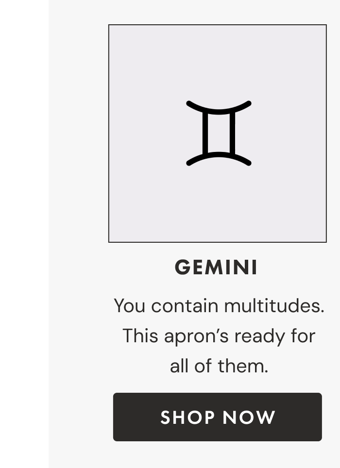 Gemini | You contain multitudes. This apron's ready for all of them. | Shop now