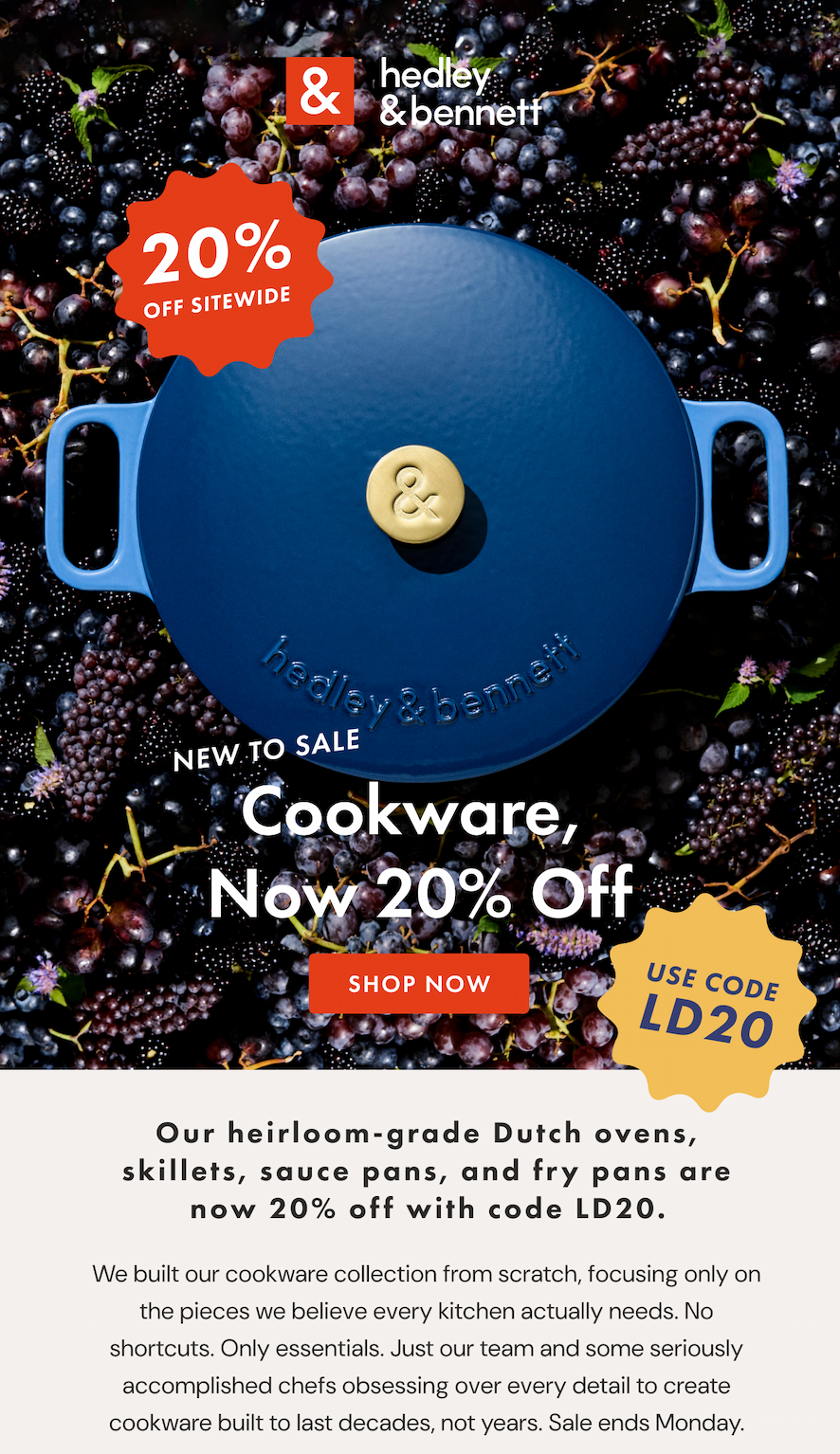 NEW TO SALE | COOKWARE NOW 20% OFF | SHOP NOW | USE CODE LD20