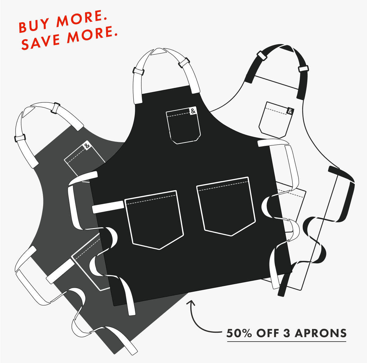 50% OFF 3 APRONS
