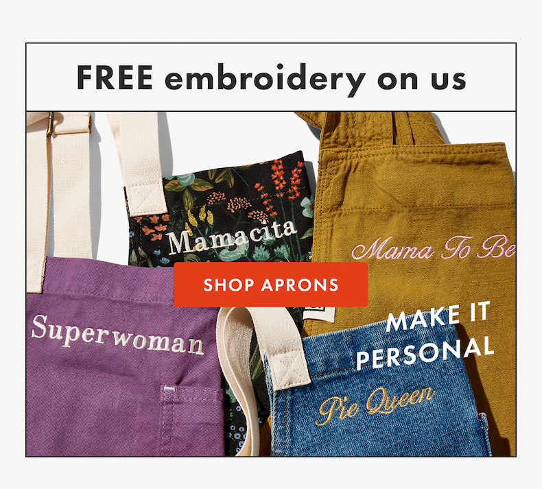 FREE EMBROIDERY ON US | SHOP APRONS