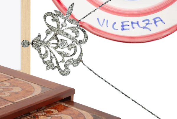 Art Nouveau Platinum Diamond Flora Pendant Necklace