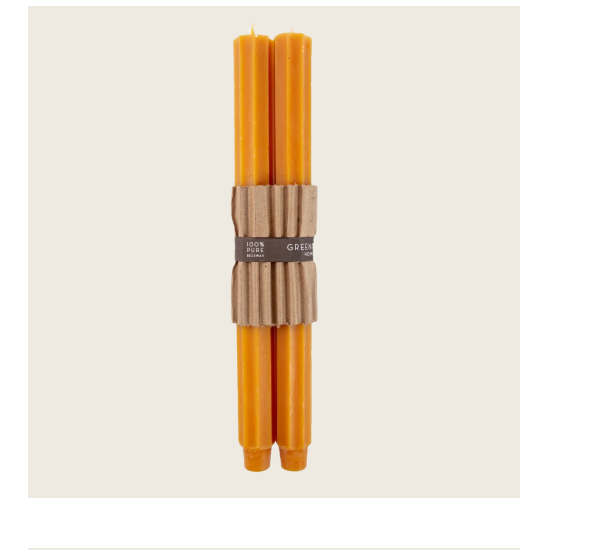 Fluted Church Taper Candles - Golden Rod