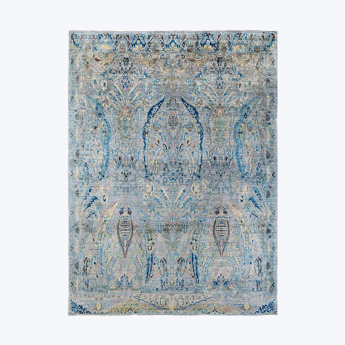 Grey Blue Soluna Traditional Wool Rug - 8'10" x 12'1"