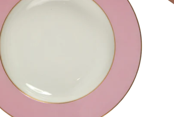 Vintage Porcelain Pink Shallow Bowl