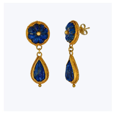 Victorian 18K Yellow Gold Lapis Lazuli Dangle Earrings