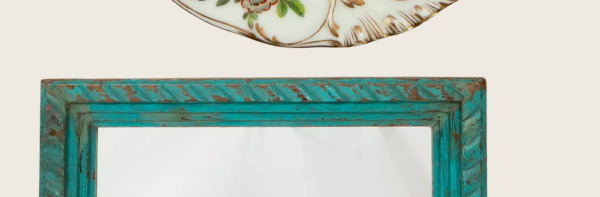 Vintage Blue Painted Mirror
