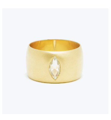 Wide Gypsy Band With Marquise Rose Cut