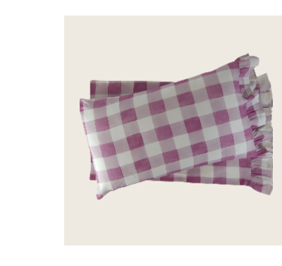 abcDNA Blossom Plaid Linen Ruffle Pillowcase Pair