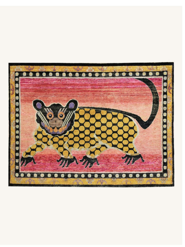 pink alchemy traditional silk wool blend rug