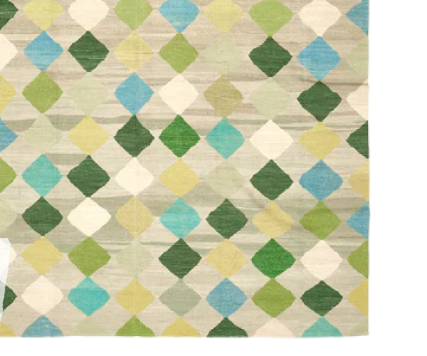Green Vintage Flatweave Wool Rug - 9' x 11'4"