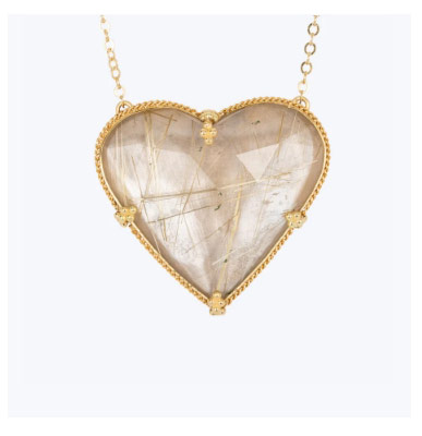 rutilated quartz heart necklace
