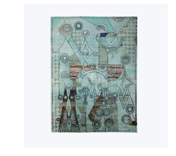 Light Blue Alchemy Transitional Silk Rug - 8'10" x 11'8"