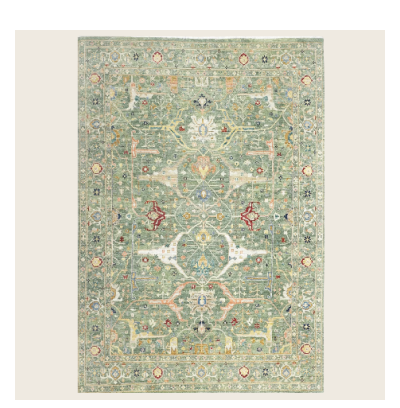 Green Antique Revival Wool Rug - 9' x 12'