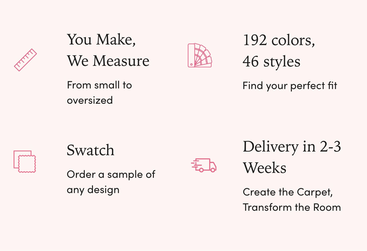 you make we measure, 192 colors, 46 styles, order a sample swatch, delivery in 2-3 weeks