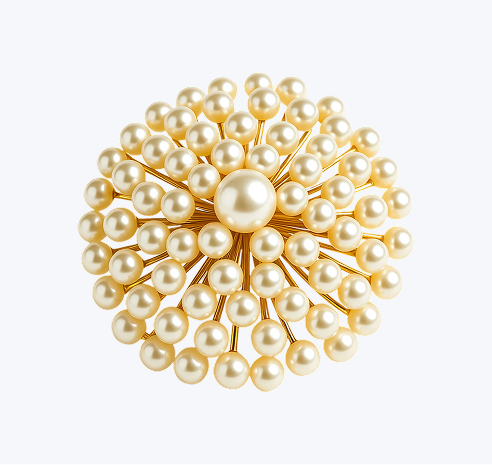 abcVintage 1950s American Pearl Burst Brooch in 14K Gold