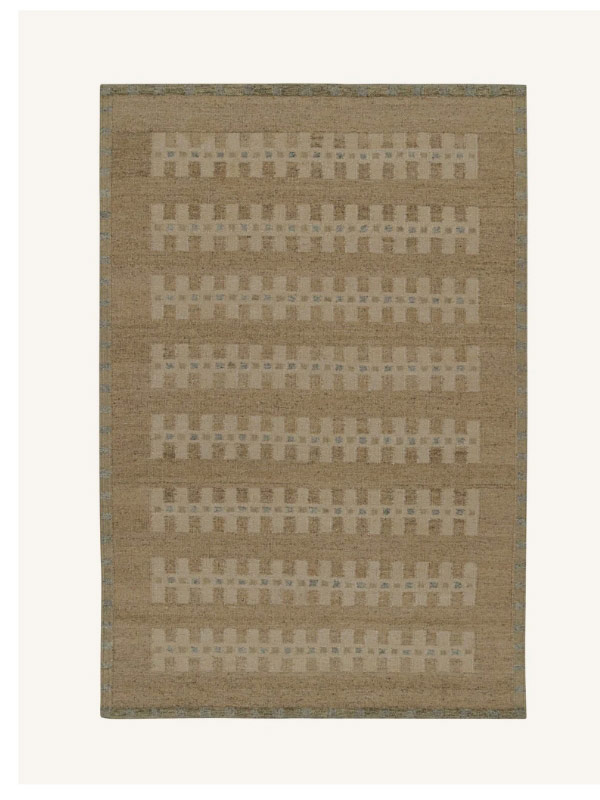 Beige Swedish Inspired Wool Flatweave Rug 