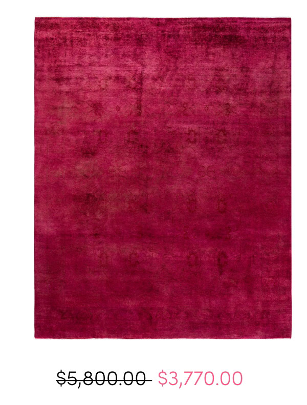 Red Overdyed Wool Rug - 8'2" x 9'1