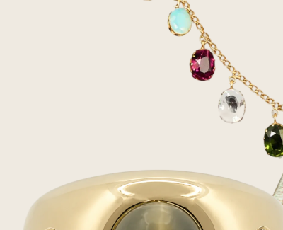 Antique 1900 Yellow Gold Necklace with 21 Precious & Semi-Precious Stones