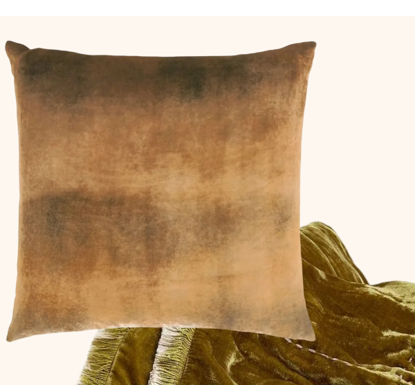 Kevin O'Brien Ombre Velvet Throw Pillow, Copper Ivy