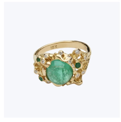Green Grotto Zambian Emerald and Diamond Ring