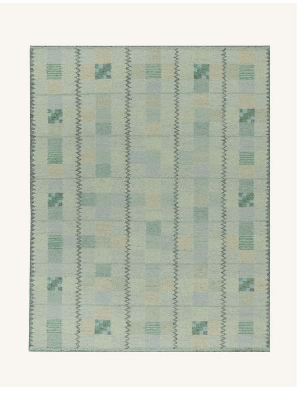 Teal Swedish Inspired Wool Flatweave Rug