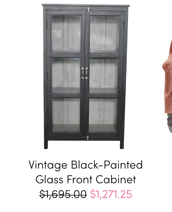 Vintage Black-Painted Glass Front Cabinet