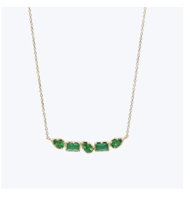 Melia Linea Bar Checkerboard Emerald Necklace