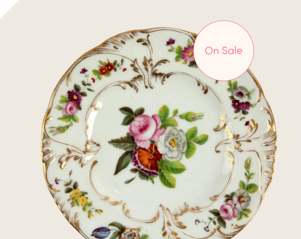 Vintage Porcelain Flowers Dessert Plate