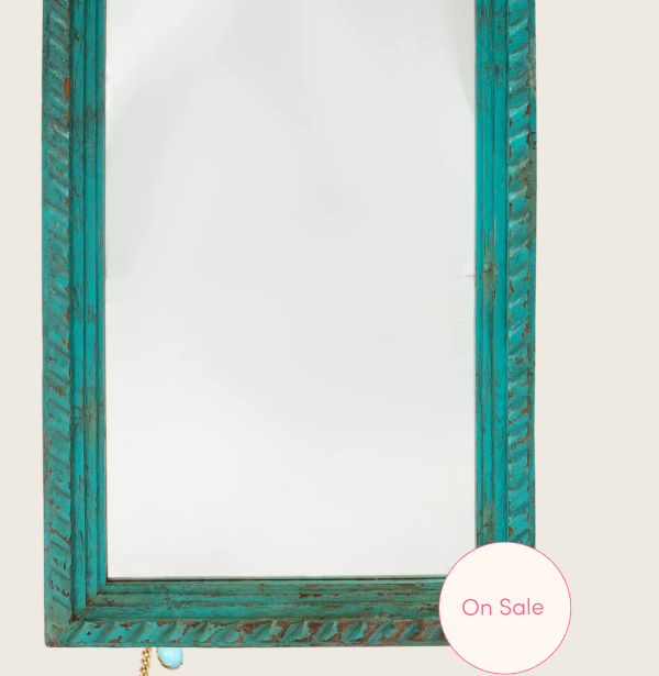 Vintage Blue Painted Mirror