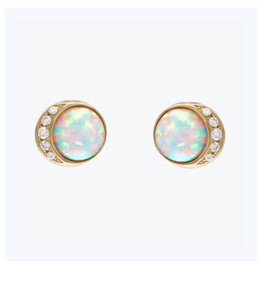 Moonrise Studs, Yellow Gold, Opal, Large