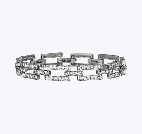 abcVintage 1990s Platinum Diamond Link Bracelet