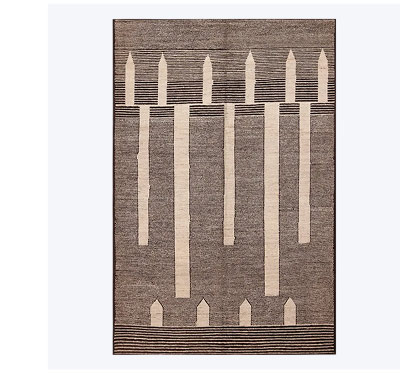 Brown Zameen Contemporary Wool Rug - 6'2" x 9'4"