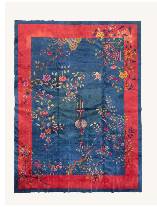 Blue Antique Traditional Chinese Essiewash Wool Rug