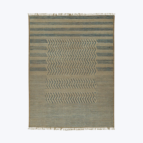 Blue Zameen Stripe Moroccan Wool Rug - 9'9" x 13'10"
