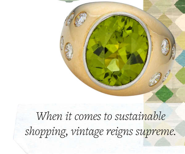 1970s French Peridot and Diamond Ring