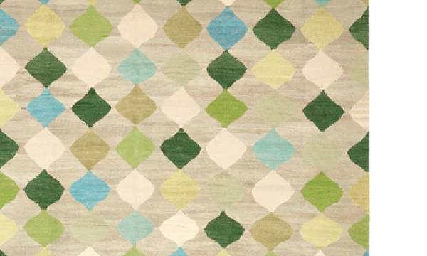 Green Vintage Flatweave Wool Rug - 9' x 11'4"