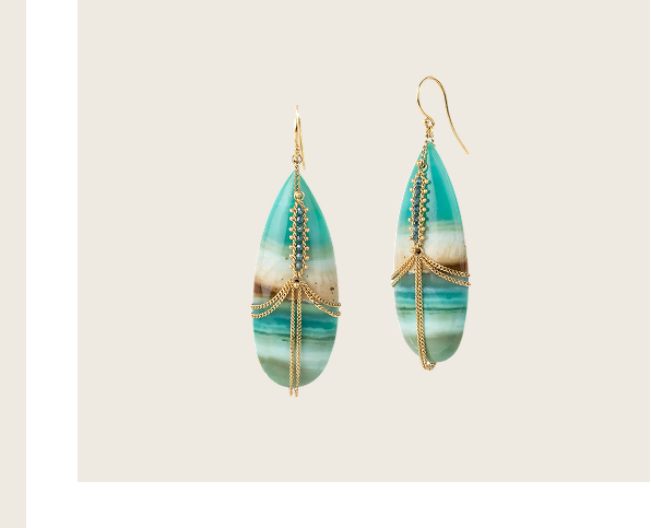 Amali One-of-a-Kind Petrified Wood Blue Opal Diamond Draped Earrings
