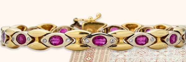 abcVintage 18K Yellow and White Gold Ruby Bracelet