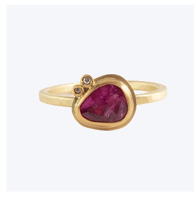 22k Gold Rosecut Ruby and Diamond Ring