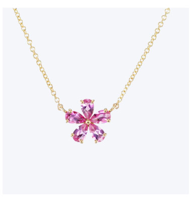 Small Pink Tourmaline Forget-Me-Not Necklace