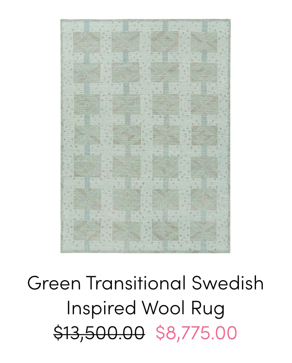 Green Transitional Swedish Inspired Wool Rug